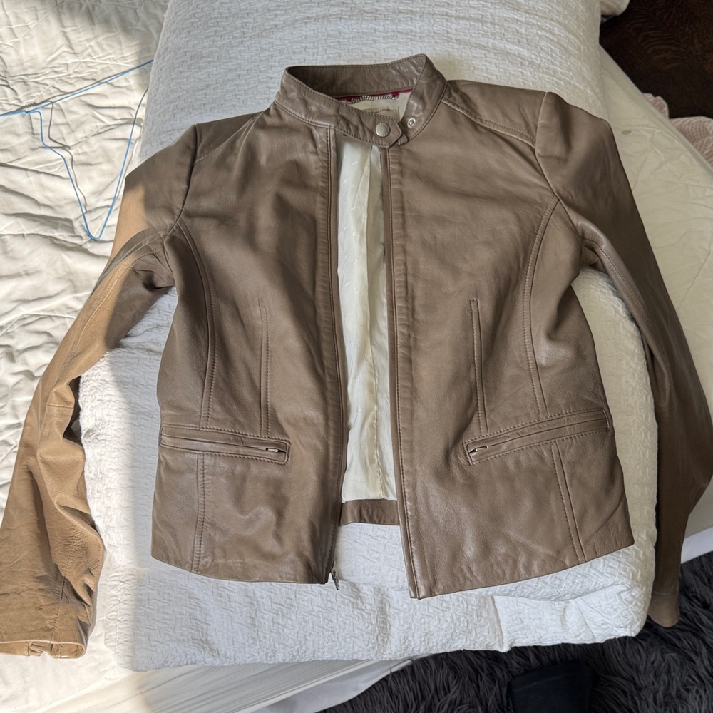 Banana Republic Taupe Leather Jacket